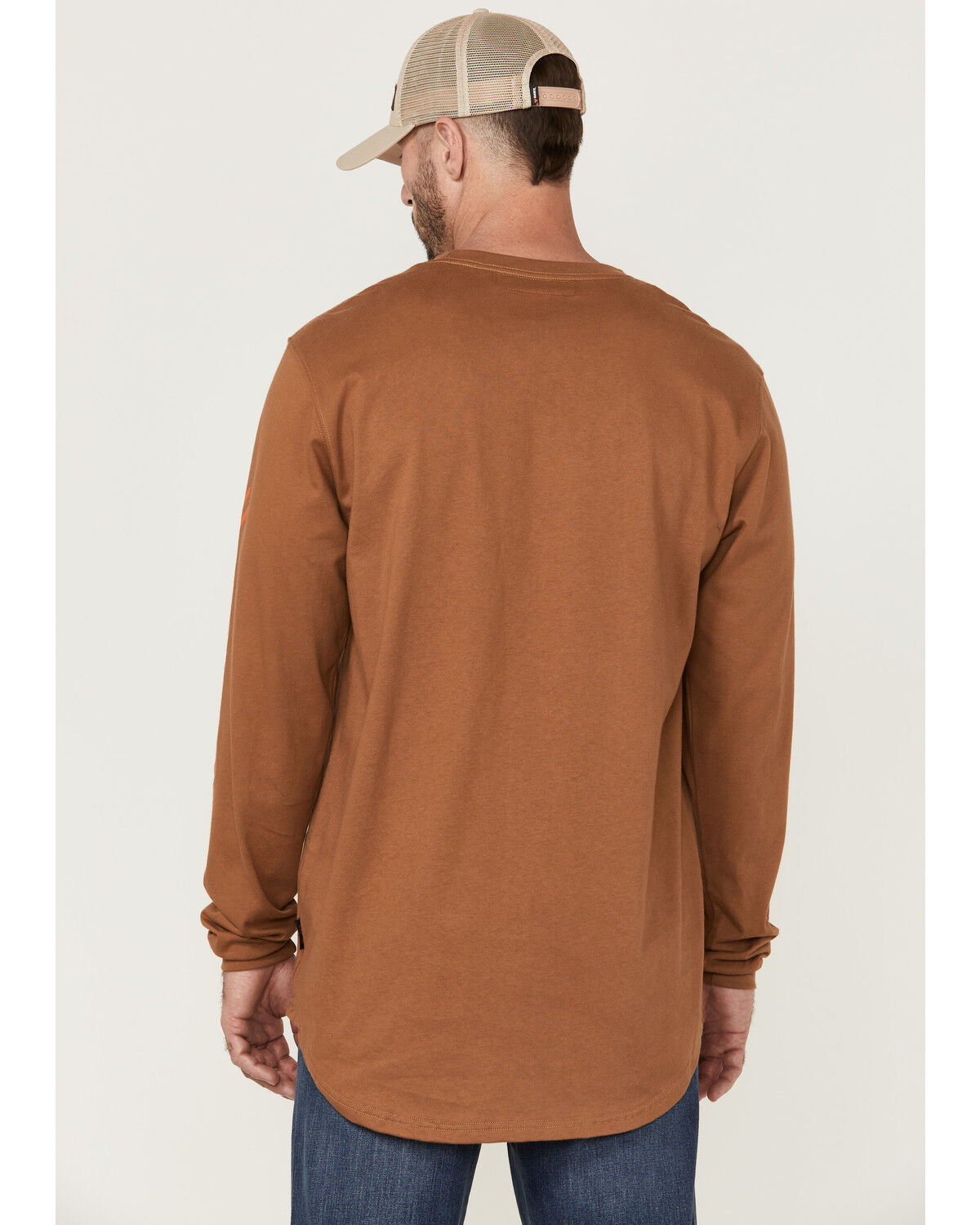 Image #4 - Hawx Men's FR Logo Long Sleeve Work T-Shirt, Russett, hi-res