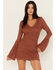 Image #2 - Shyanne Women's Lace Bell Sleeve Dress , Brown, hi-res