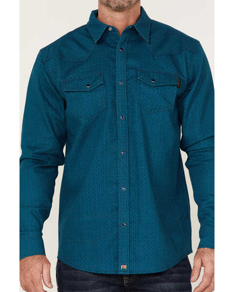 Image #3 - Cody James Men's FR Geo Print Long Sleeve Snap Work Shirt - Tall, Blue, hi-res
