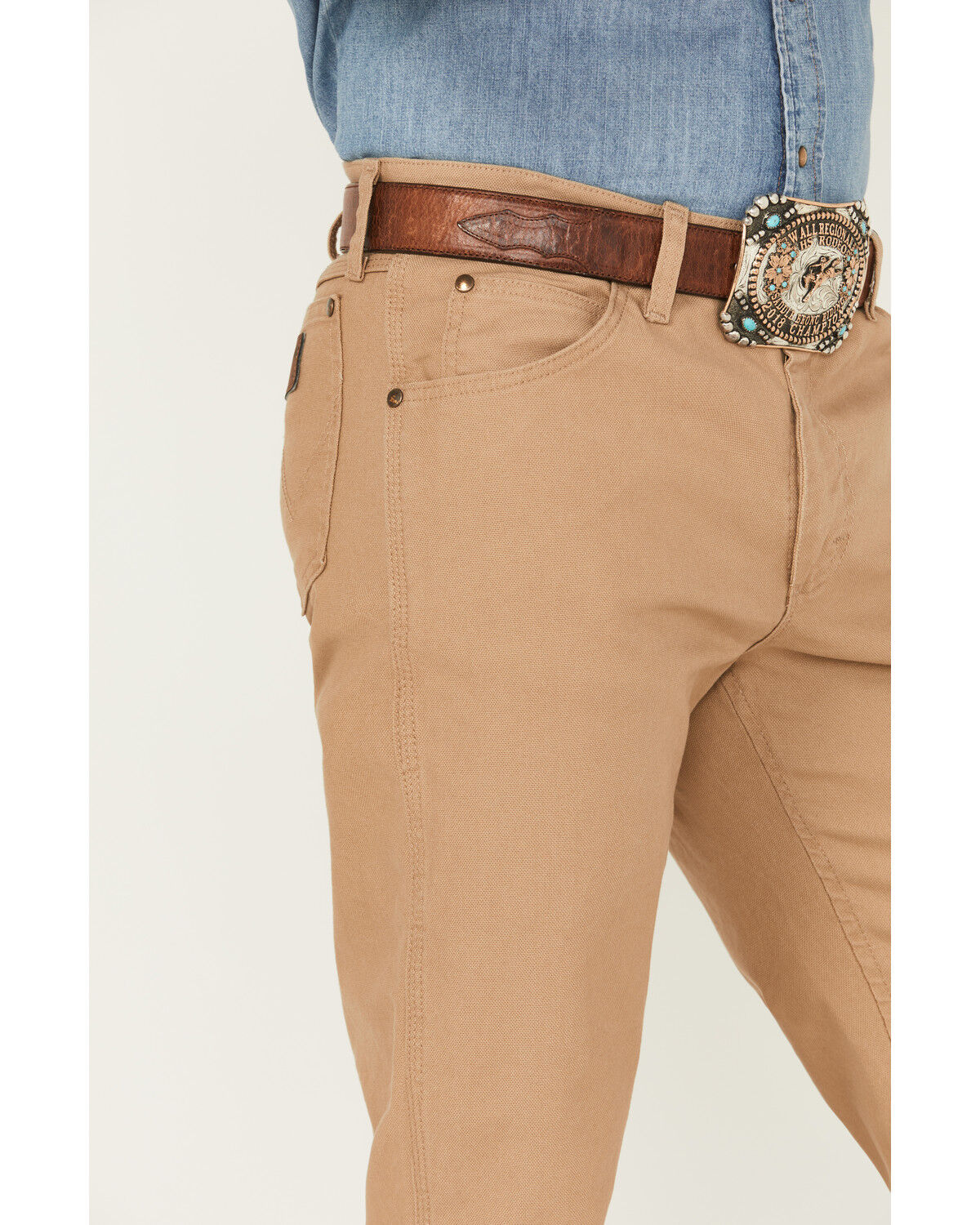 Image #2 - Wrangler Men's Tough Comfort Regular Fit Stretch Canvas Pants, Wheat, hi-res