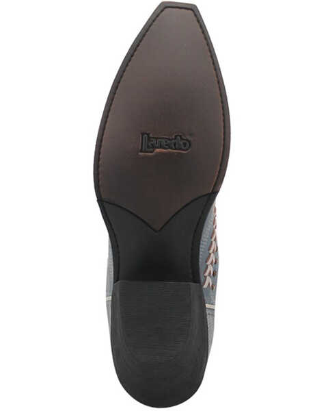 Image #7 - Laredo Women's Fancy Leather Western Boot - Snip Toe, Light Blue, hi-res