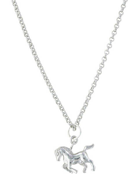 Image #1 - Montana Silversmiths Women's Silver Prancing Horse Necklace , Silver, hi-res