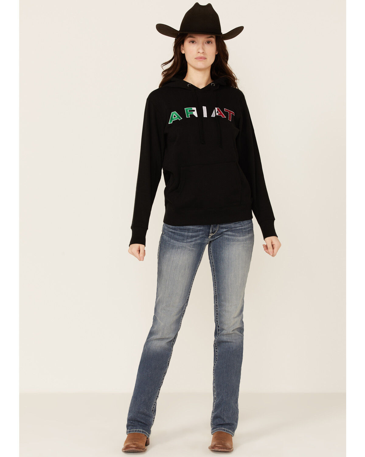 Image #4 - Ariat Women's Mexico Embroidered Logo Pullover Hoodie, Black, hi-res