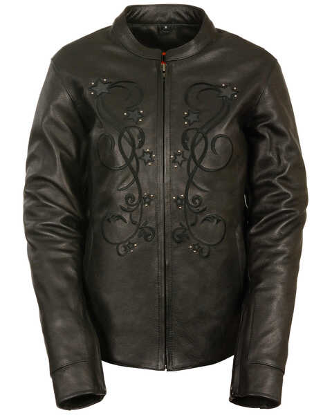 Image #1 - Milwaukee Leather Women's Reflective Star Leather Jacket, Black, hi-res