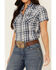 Ariat Women's R.E.A.L Delighful Yarn Dye Plaid Short Sleeve Western Core Shirt , Blue, hi-res