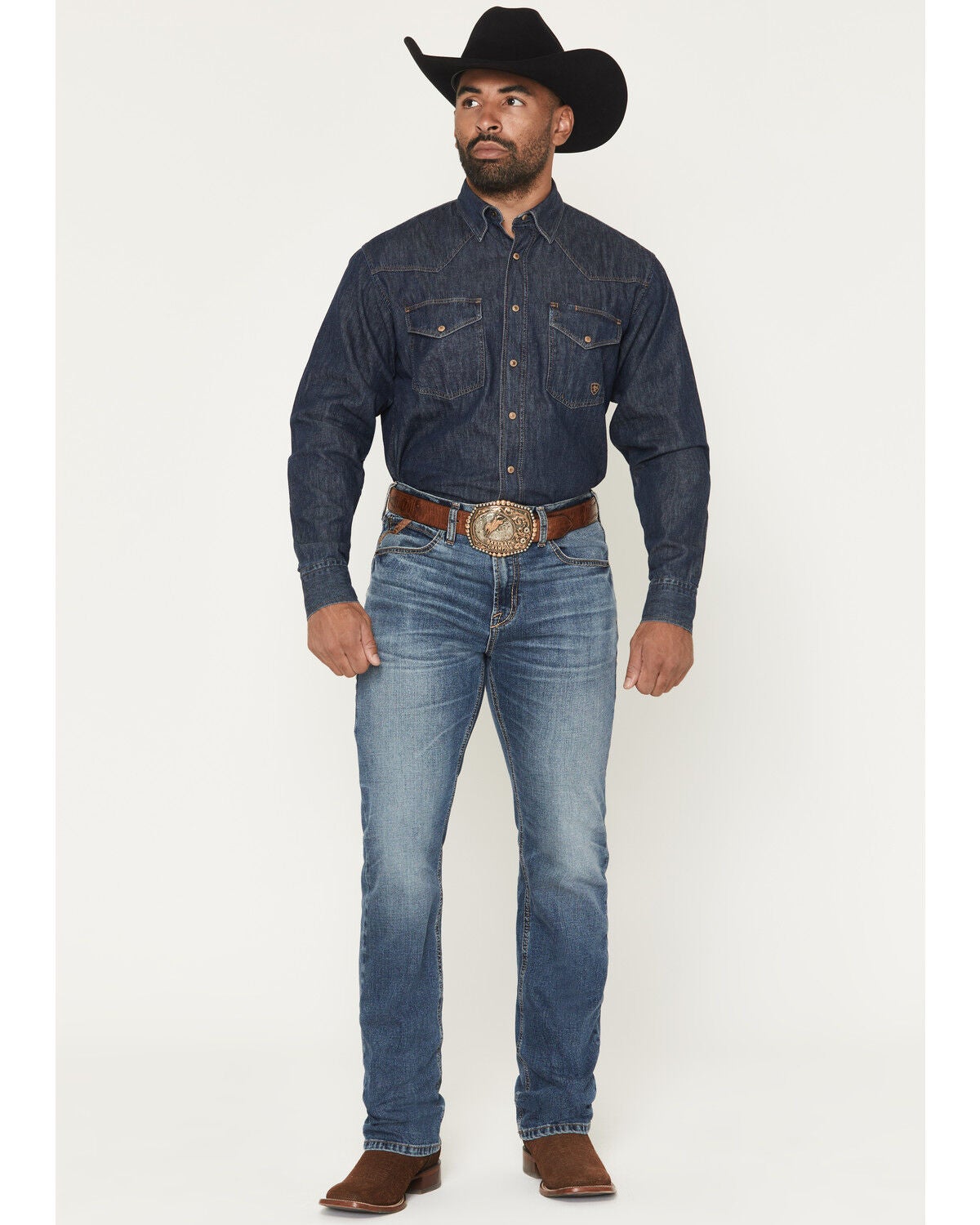 Ariat Men's M7 Livermore Medium Wash Slim Straight Stretch Denim Jeans, Medium Wash, hi-res