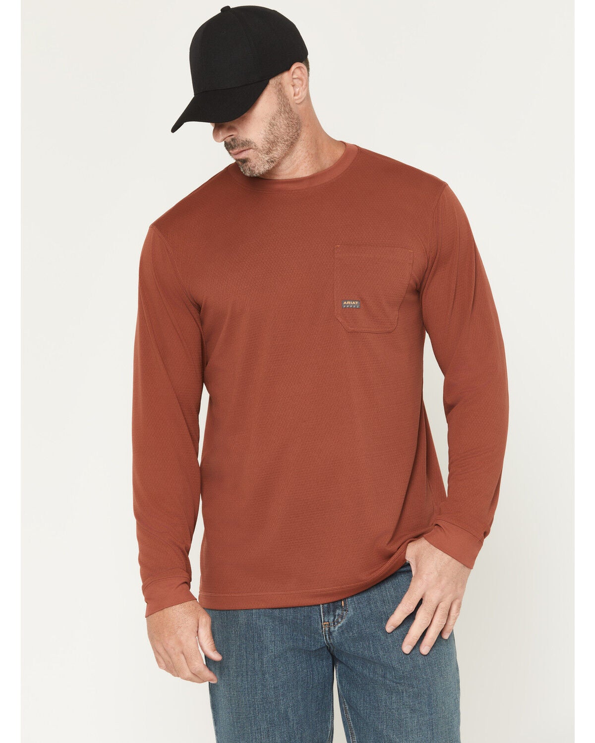 Image #2 - Ariat Men's Rebar Heat Fighter Long Sleeve Work Shirt, Rust Copper, hi-res