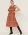 Cleo + Wolf Women's Textured Floral Midi Dress, Brick Red, hi-res