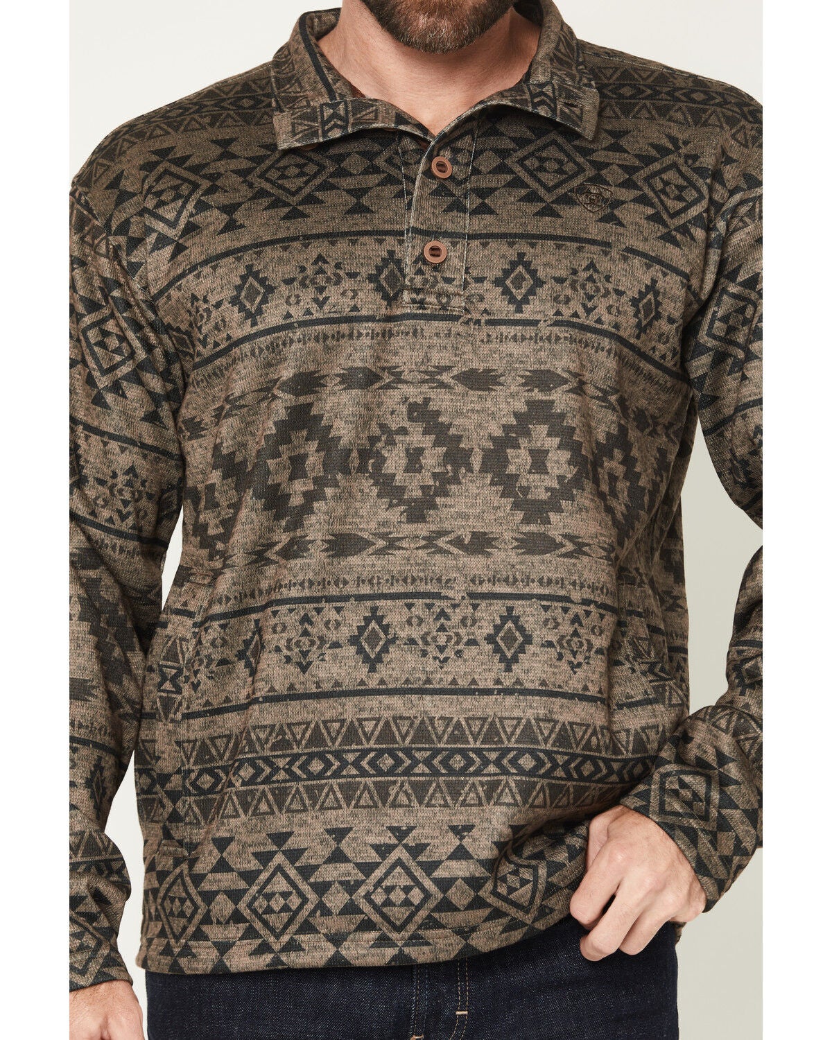 Image #3 - Ariat Men's Caldwell 1/4 Button-Down Pullover Sweater, Brown, hi-res
