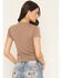 Image #4 - Cleo + Wolf Women's Record Graphic Short Sleeve Graphic Baby Tee, Taupe, hi-res