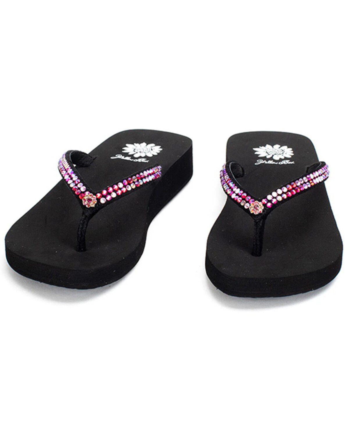 Image #4 - Yellow Box Women's Jello Rhinestone Sandals, Fuchsia, hi-res