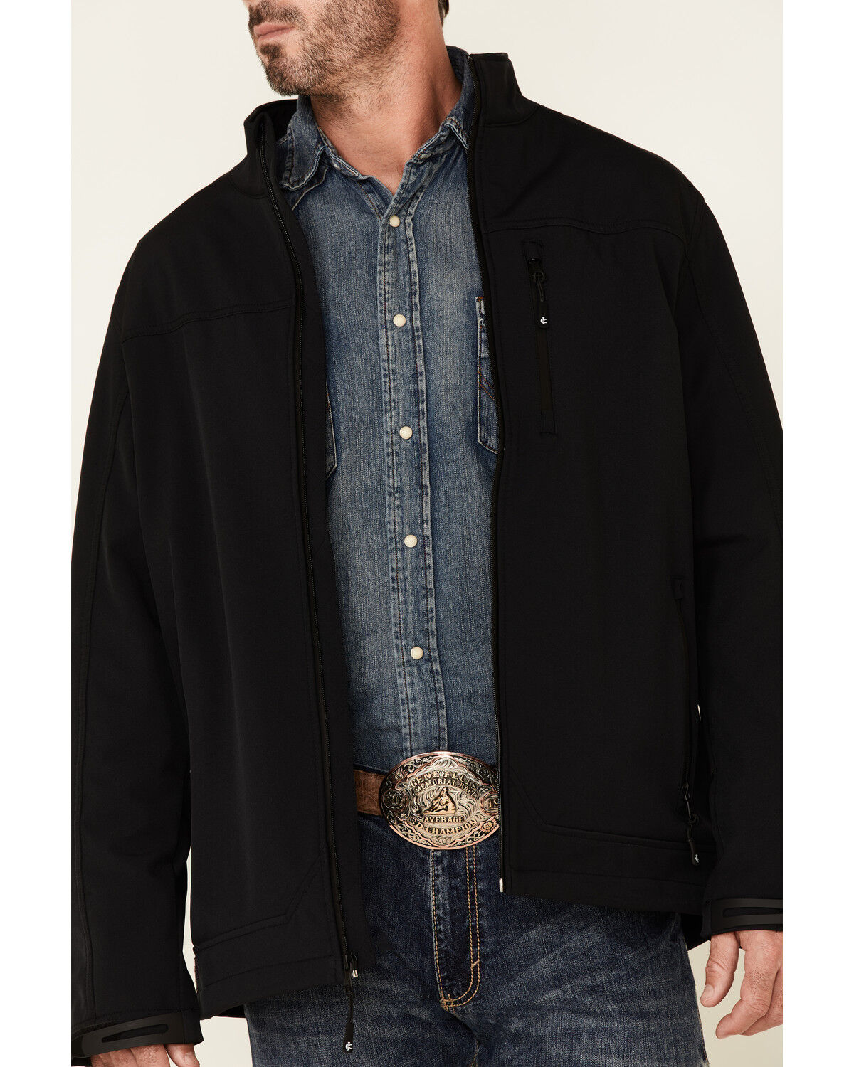 Image #3 - Cody James Core Men's Steamboat Zip-Front Softshell Jacket, Black, hi-res