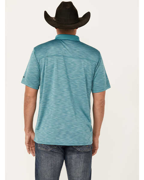 Image #4 - RANK 45® Men's Jacinto Southwestern Border Striped Short Sleeve Polo Shirt , Teal, hi-res