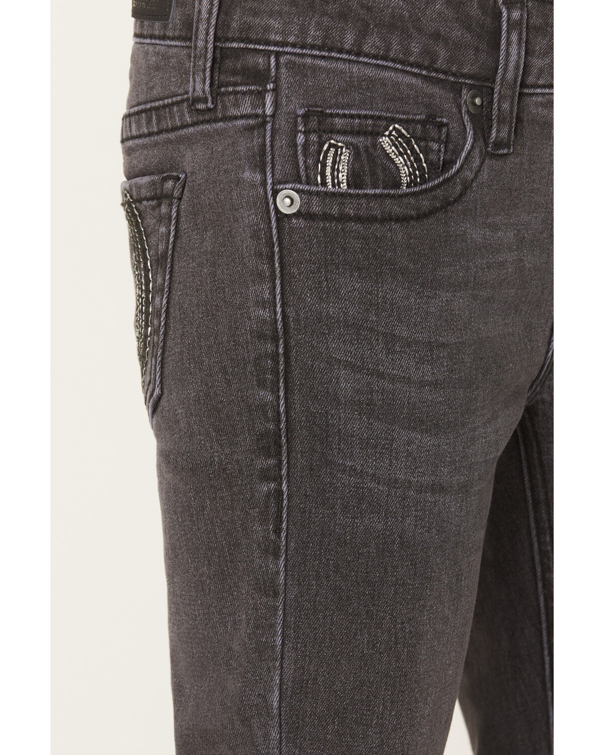 Image #4 - Rock & Roll Denim Girls Horseshoe Embroidered Bootcut Stretch Denim Jeans, Black, hi-res