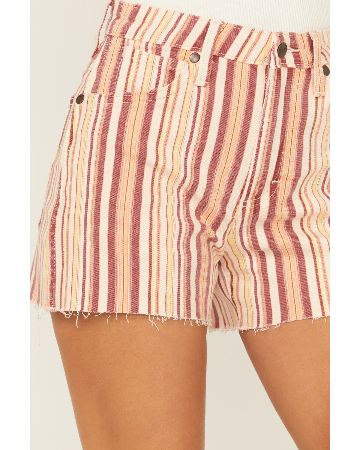 Image #2 - Wrangler Women's Natalie Striped High Rise Retro Cowboy Denim Shorts, Multi, hi-res
