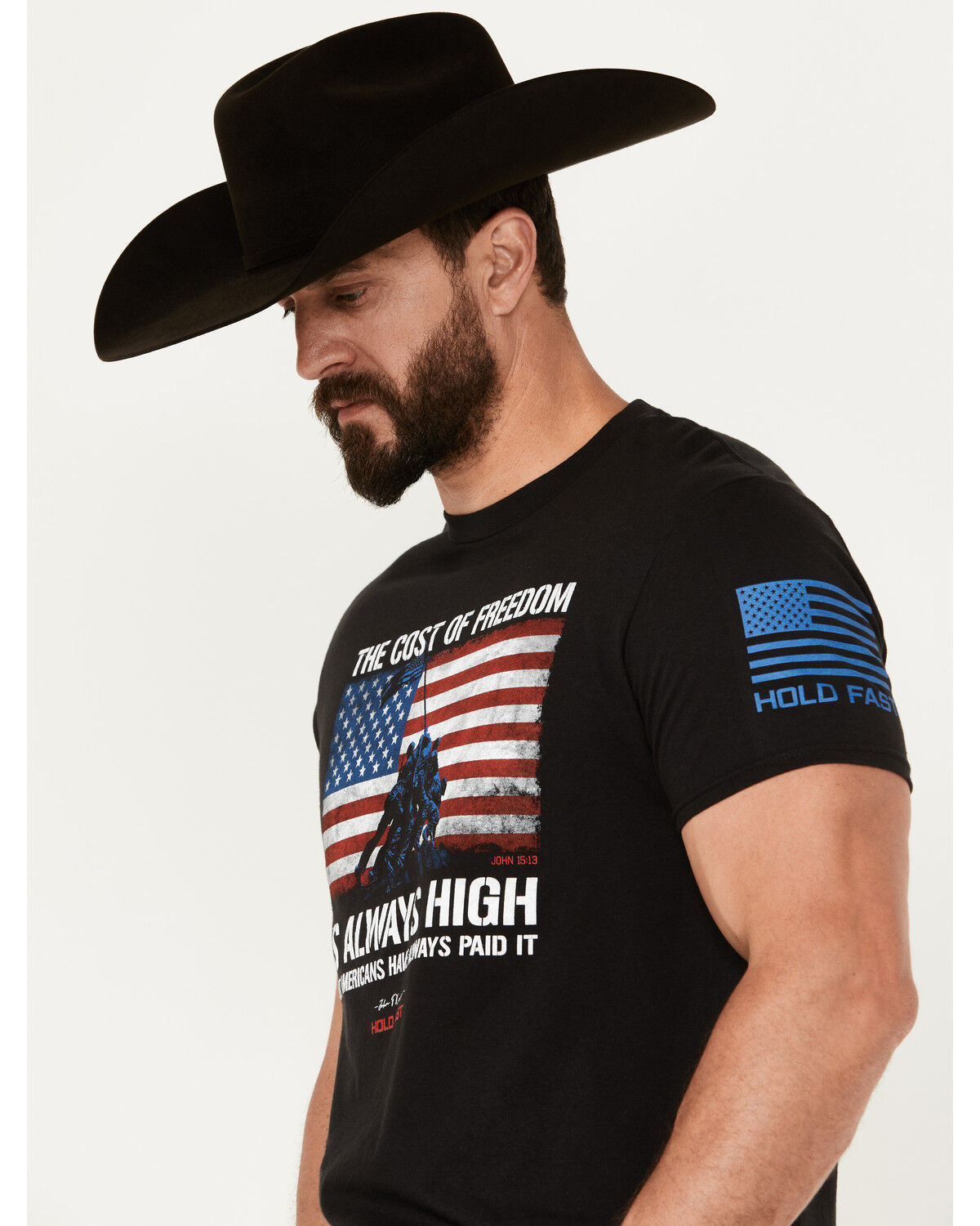 Image #3 - Kerusso Men's Hold Fast JFK Flag Short Sleeve Graphic T-Shirt, Black, hi-res