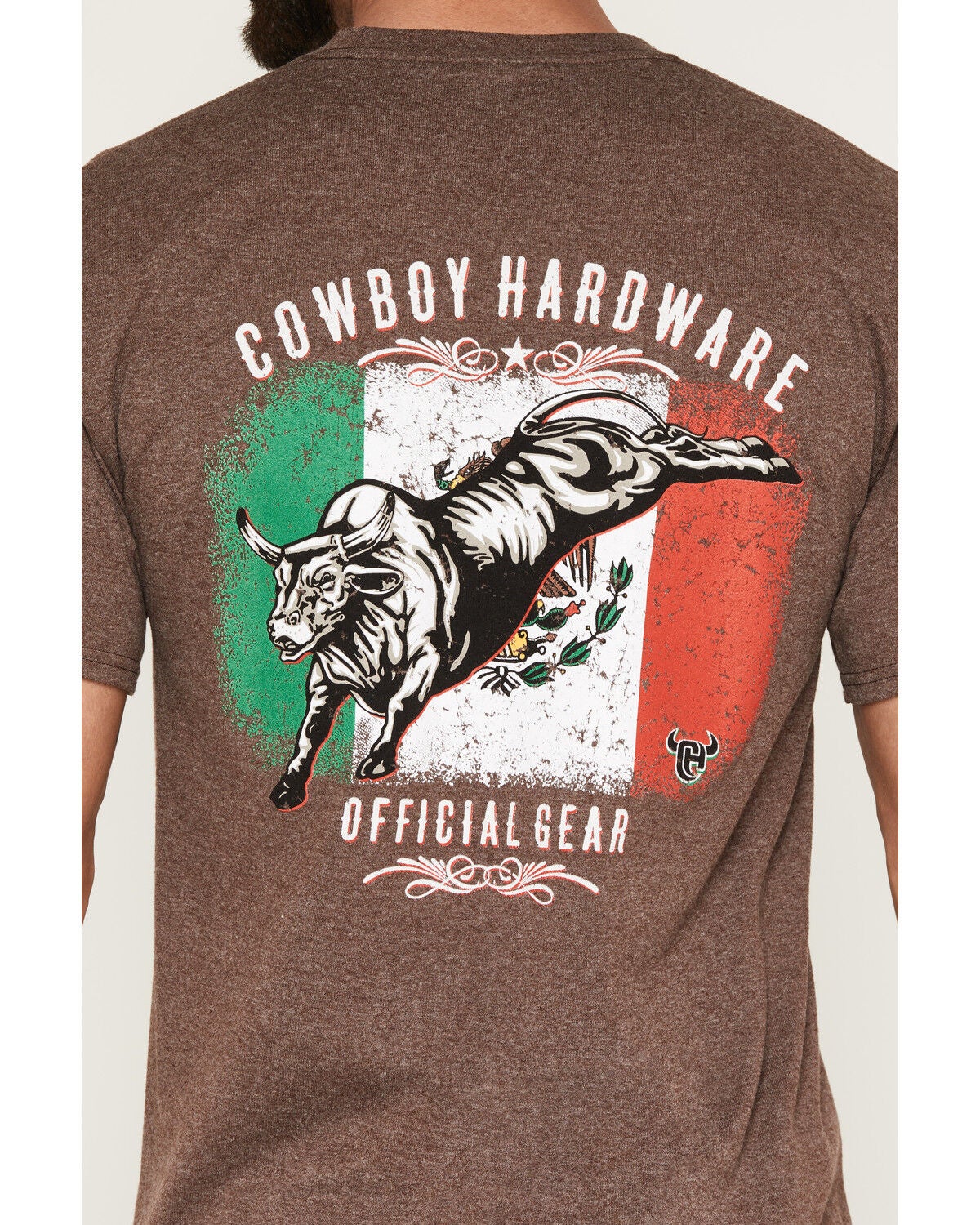 Image #4 - Cowboy Hardware Men's 8 Seconds Flag Short Sleeve Graphic T-Shirt, Dark Brown, hi-res