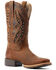 Image #1 - Ariat Women's Hybrid Rancher VentTEK Distressed Western Performance Boots - Broad Square Toe, Brown, hi-res