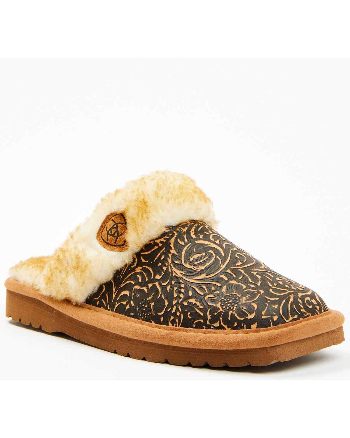 Ariat Women's Jackie Tooled Slippers, Brown, hi-res