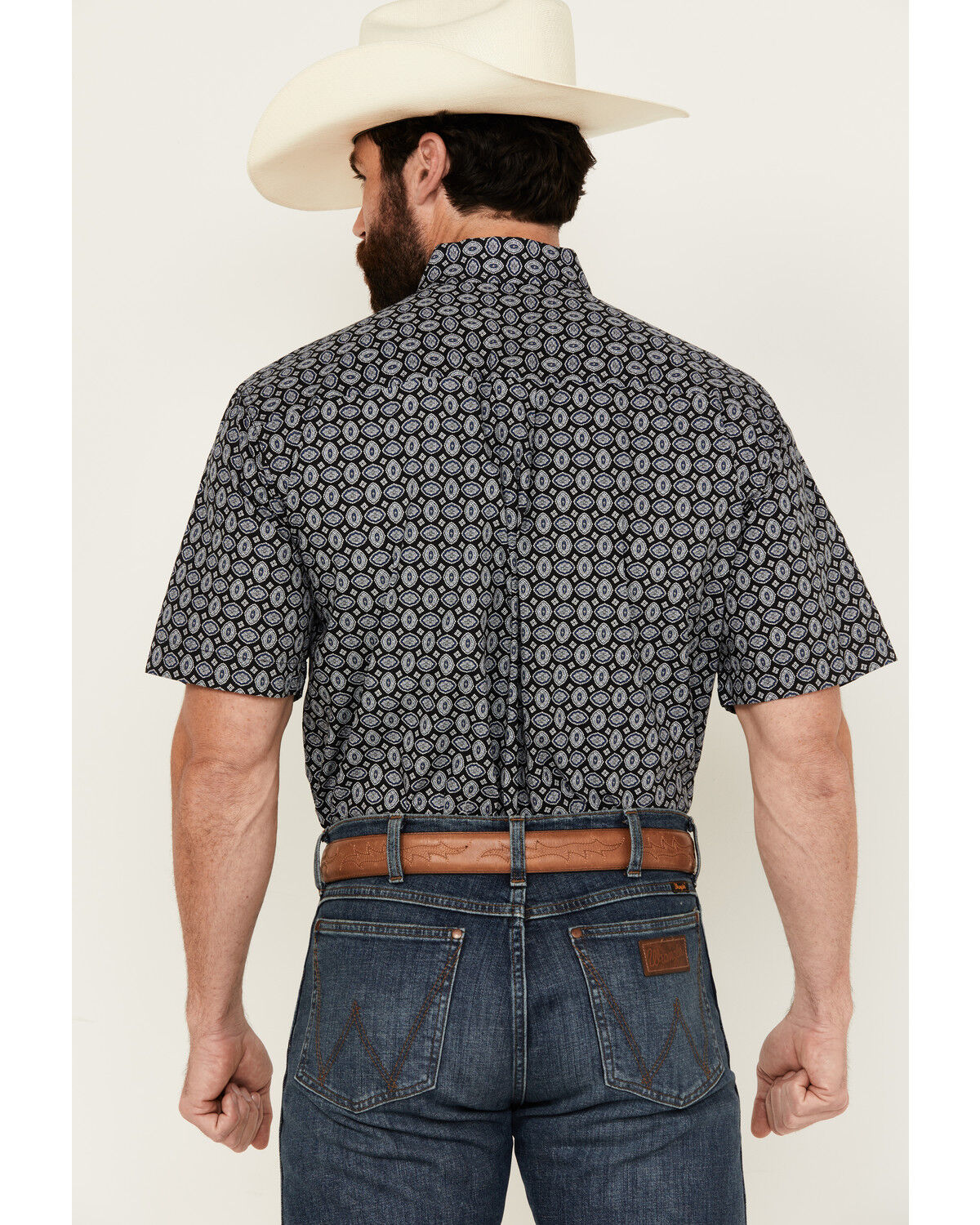 Image #4 - Cinch Men's Medallion Print Short Sleeve Button-Down Western Shirt, Black, hi-res