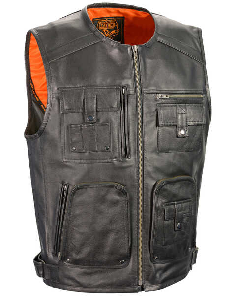 Milwaukee Leather Men's Zipper Front Super Utility Multi Pocket Vest - 4X, Black, hi-res