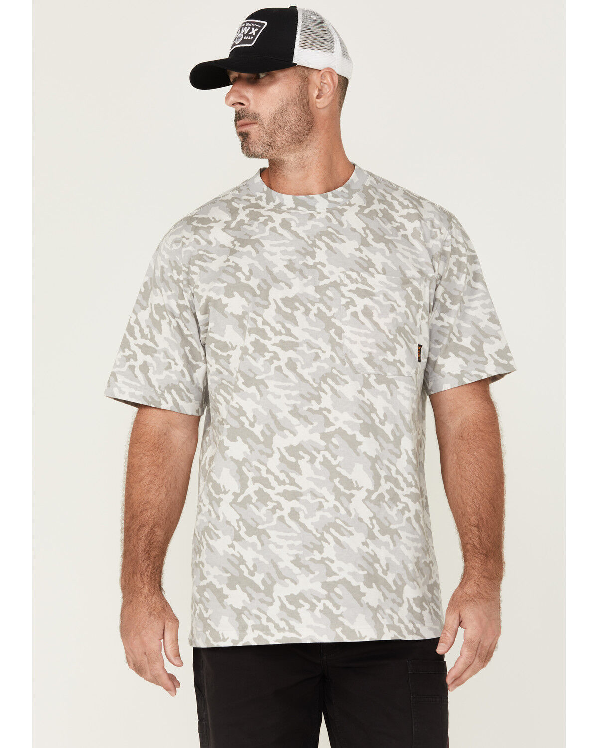 Image #1 - Hawx Men's Forge Camo Print Short Sleeve Work Shirt, Grey, hi-res