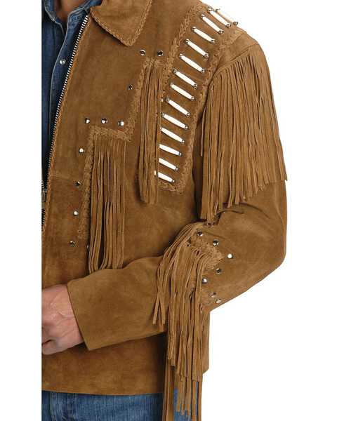 Liberty Wear Bone Fringed Leather Jacket - Big & Tall, Tobacco, hi-res