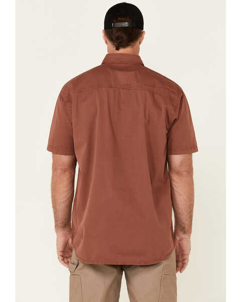 Ariat Men's Henna Solid Rebar Washed Twill Short Sleeve Button Down Work Shirt , Brown, hi-res