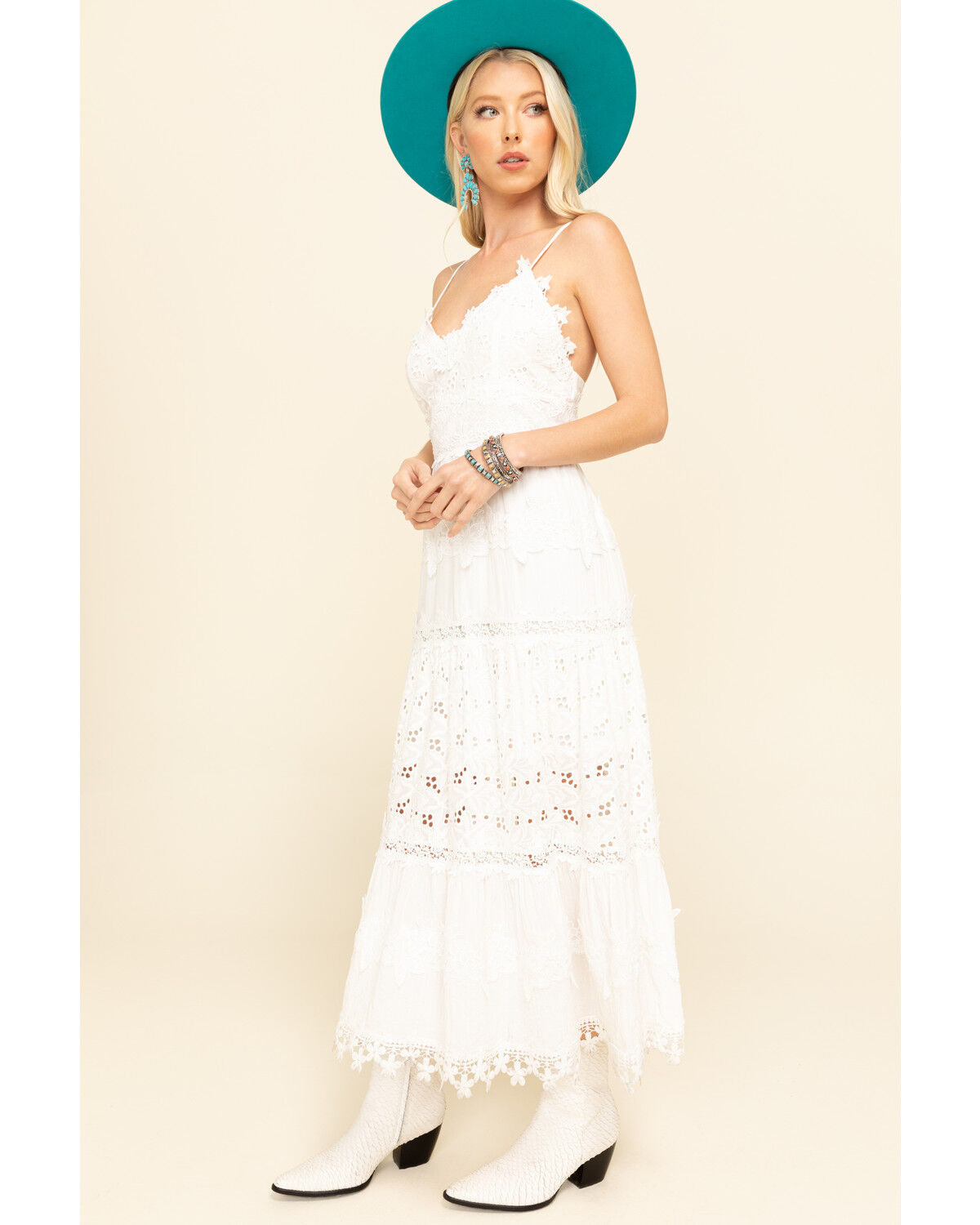 white crochet dress midi