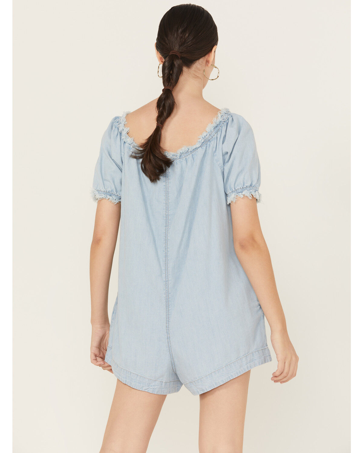 Image #4 - Free People Women's Daisy Denim Babydoll Romper, Blue, hi-res