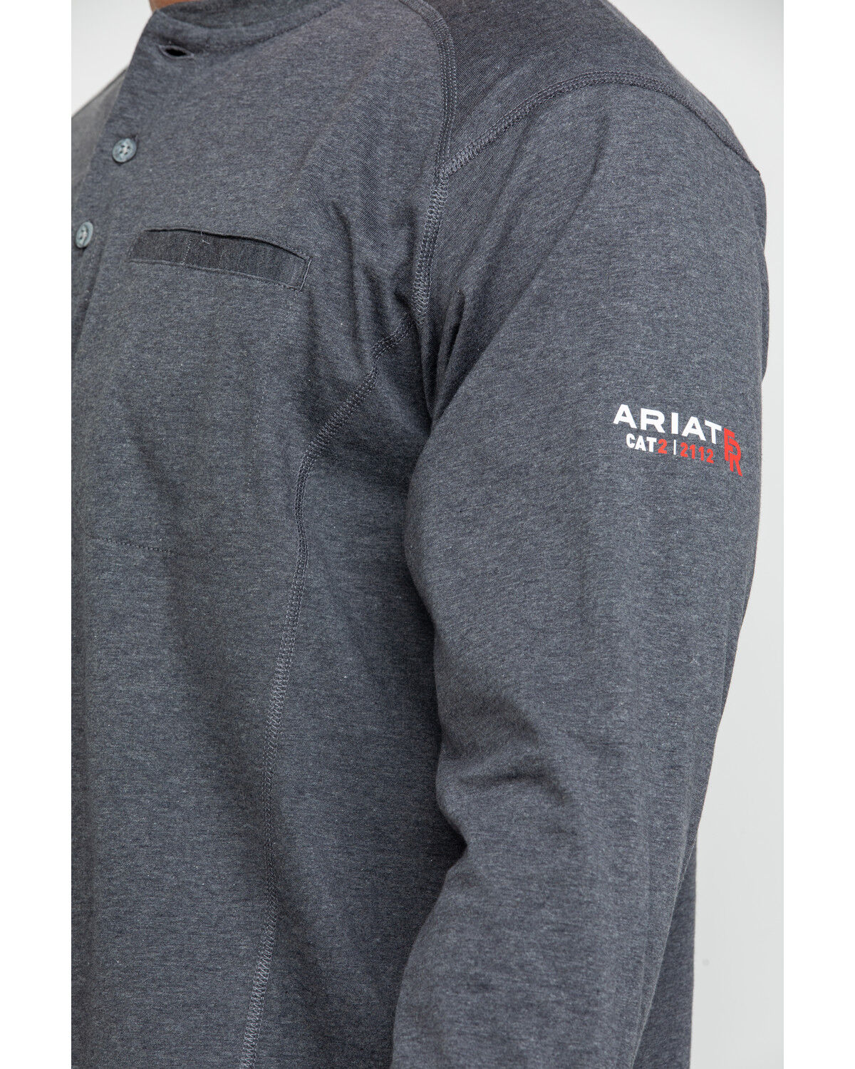 Image #4 - Ariat Men's FR Air Henley Long Sleeve Work Shirt, Charcoal, hi-res