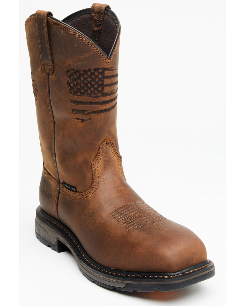 Ariat Men's Liberty Workhog Western Work Boots - Composite Toe, Distressed Brown, hi-res
