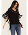 Image #1 - Idyllwind Women's Milner Fringe Short Sleeve Studded Shirt, Black, hi-res