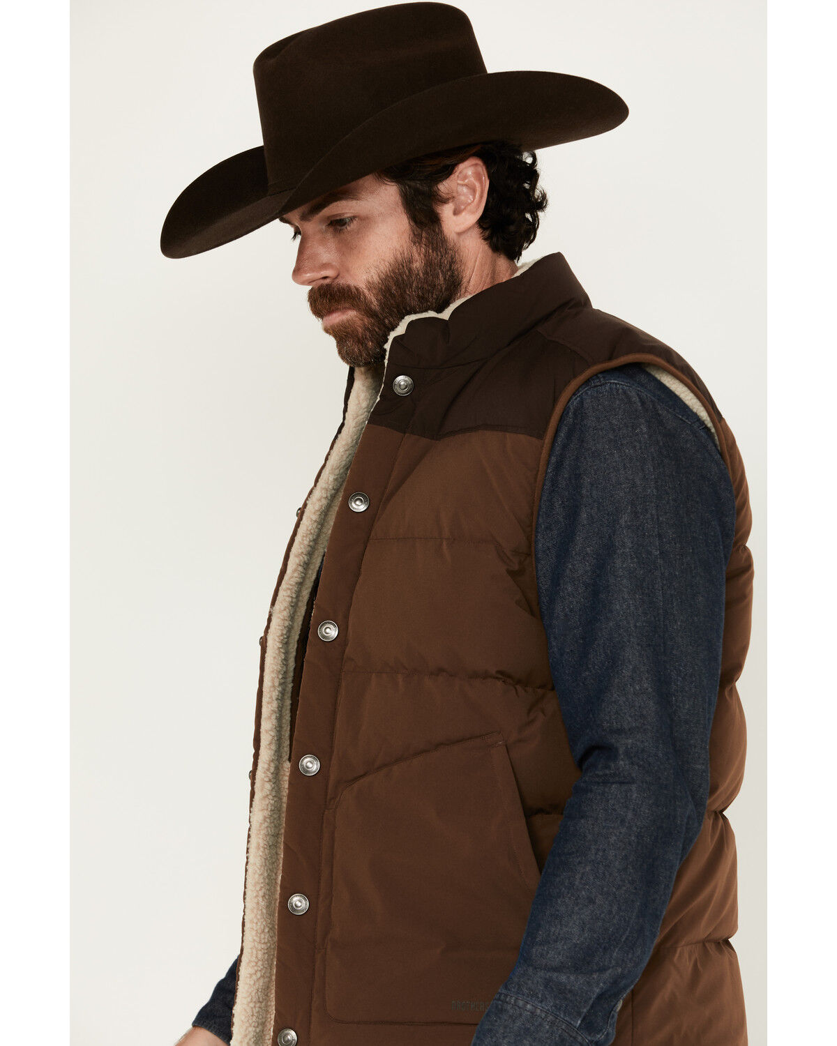 Image #2 - Brothers and Sons Men's Upland Reversible Sherpa Down Vest, Brown, hi-res