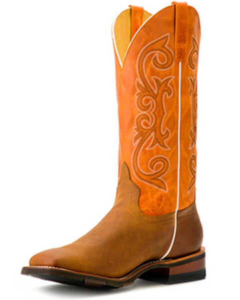 Image #1 - Horse Power Men's Barking Iron Western Boots - Broad Square Toe, Brown, hi-res