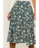 Shyanne Women's Floral Print Midi Skirt, Deep Teal, hi-res