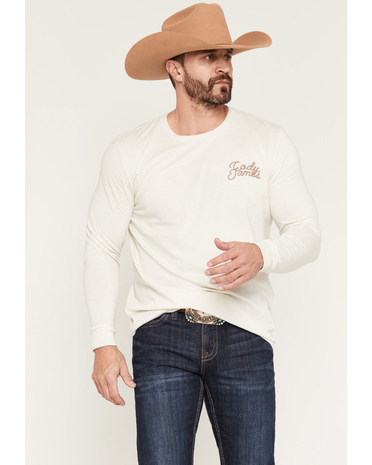 Image #1 - Cody James Men's Wild West Long Sleeve Graphic T-Shirt, Cream, hi-res