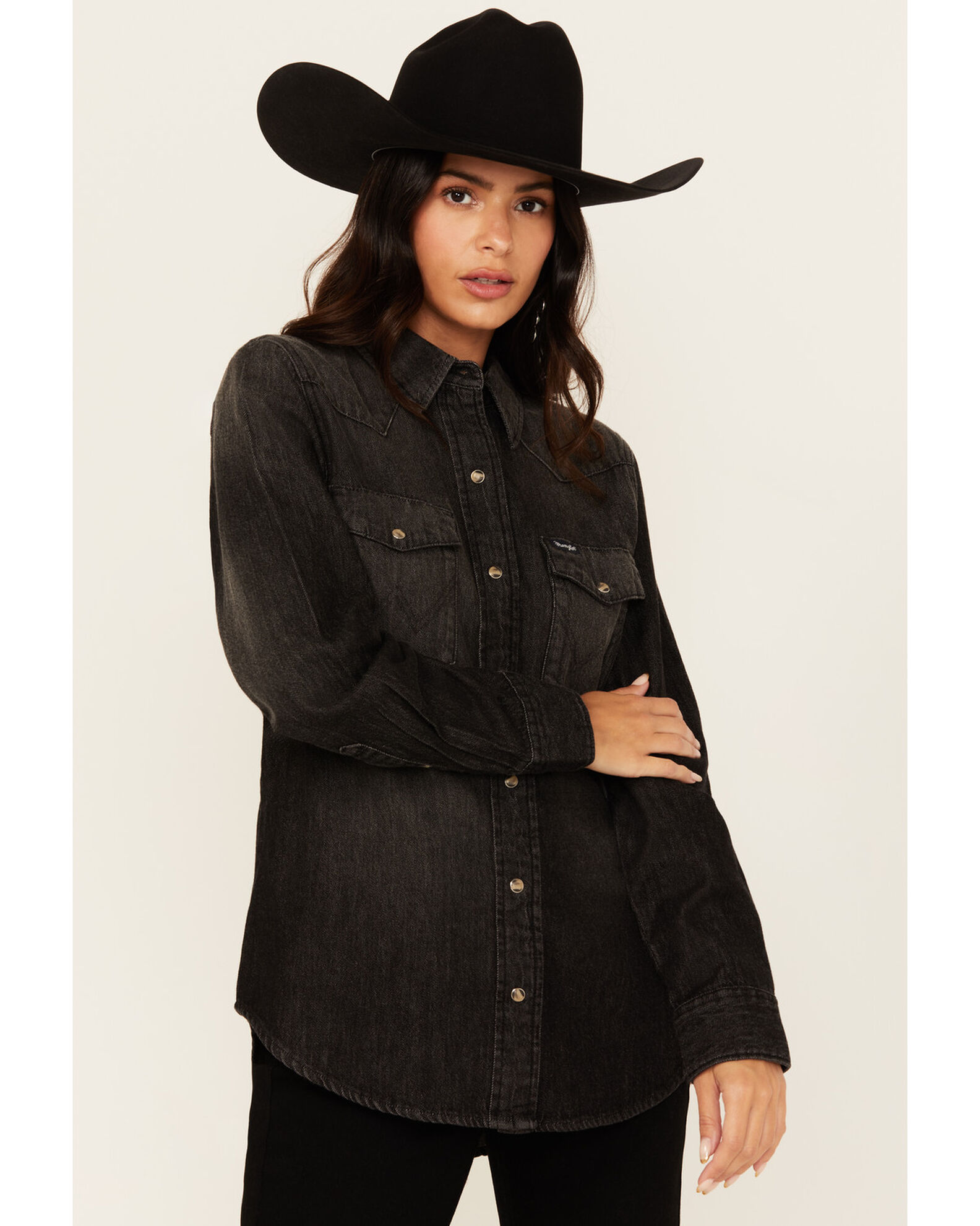 Wrangler black western shirt cheap