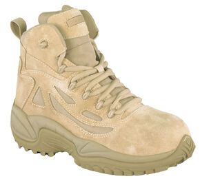 Reebok Men's Stealth 6" Lace-Up with Side-Zip Tactical Work Boots - Composite Toe, Desert Khaki, hi-res