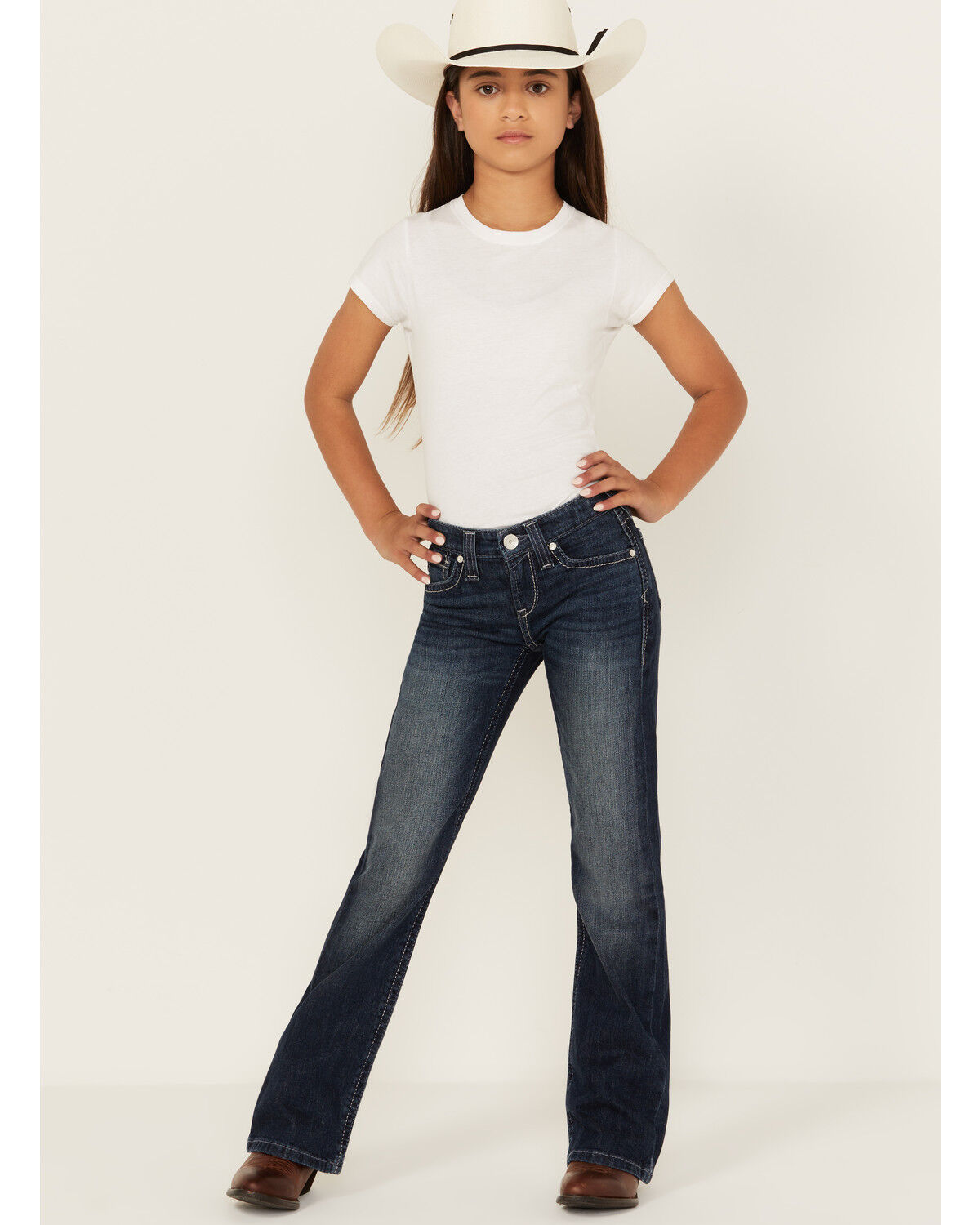 Image #1 - Ariat Girls' Ariana Bootcut Denim Jeans, Blue, hi-res