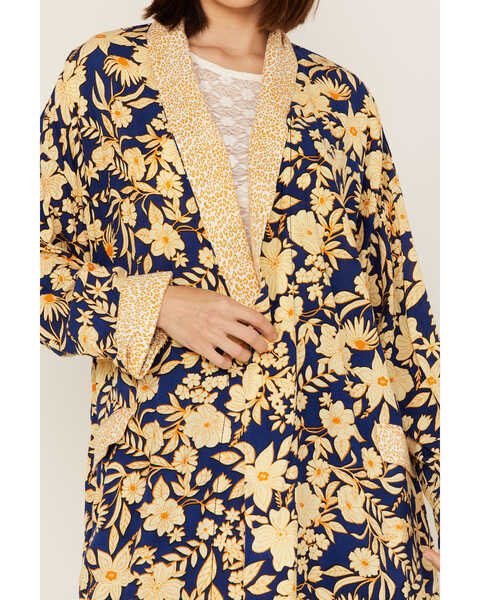 Image #3 - Free People Women's Wild Nights Floral Print Long Sleeve Kimono Duster, Blue, hi-res