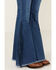 Image #2 - Cowgirl Hardware Girls' Fringe Bell Bottom Stretch Denim Jeans , Blue, hi-res
