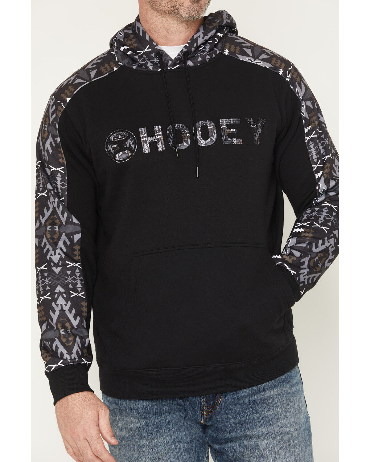 Image #3 - Hooey Men's Canyon Southwestern Sleeve Hooded Sweatshirt, Black, hi-res