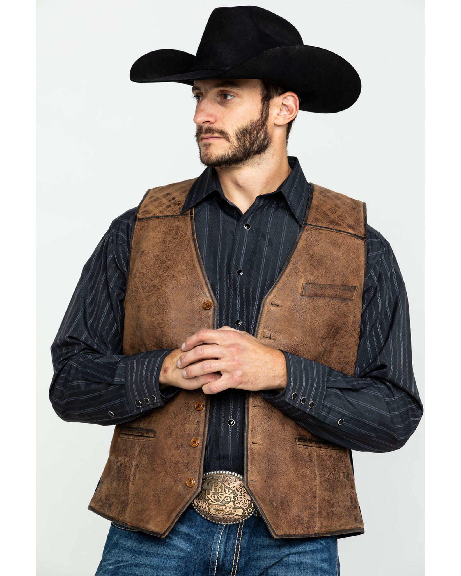Scully Leatherwear Men s Leather Canvas Back Vest Sheplers