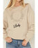 Image #3 - Youth in Revolt Women's Embroidered Lucky Crewneck Sweatshirt, Cream, hi-res