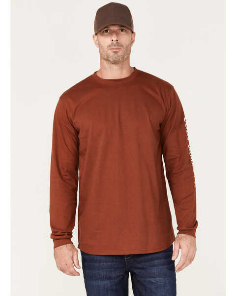 Image #1 - Cody James Men's FR Logo Long Sleeve Work T-Shirt , Cognac, hi-res