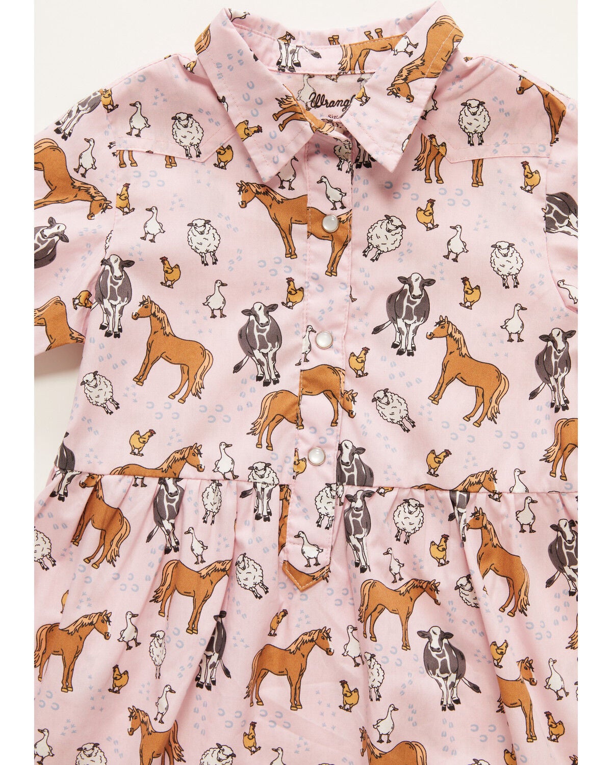 Image #3 - Wrangler Toddler Girls' Farm Animal Print Short Sleeve Snap Dress, Pink, hi-res