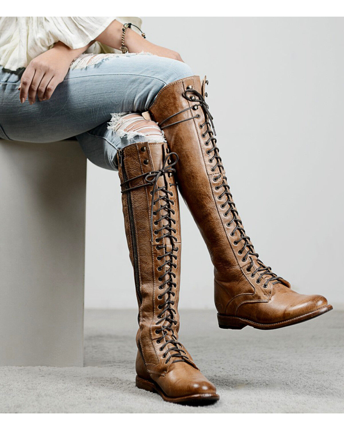 Della Tall Lace-Up Boots - Round Toe 