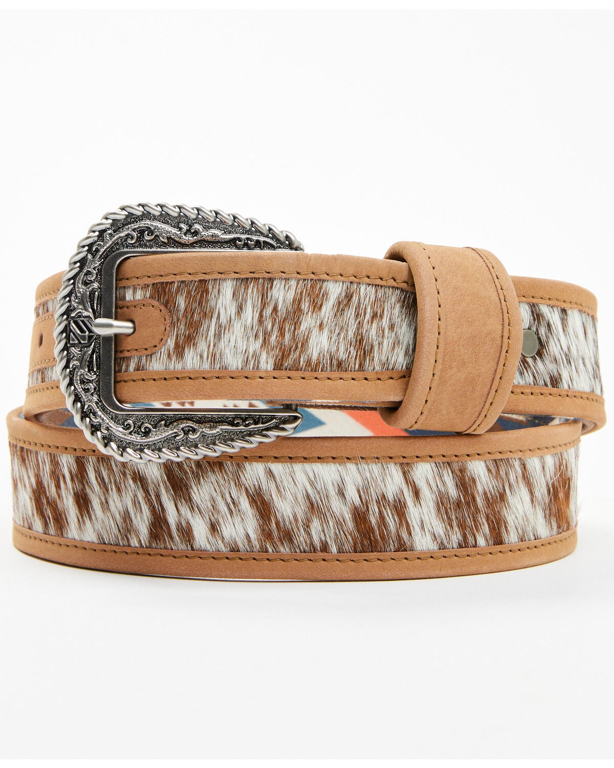 RANK 45&reg; Men's Stockyard Hair on Hide Belt, Brown, hi-res