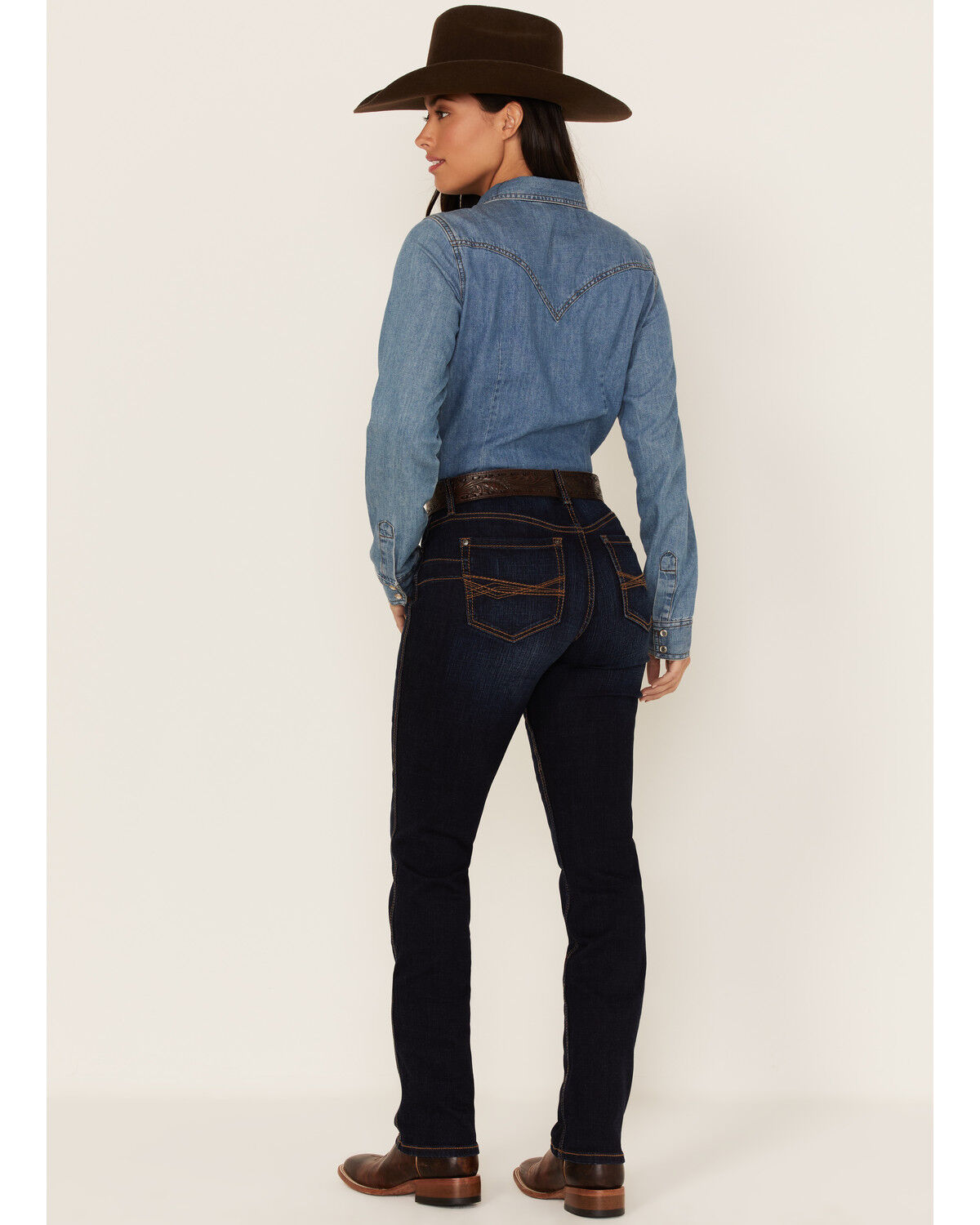 Image #3 - RANK 45® Women's Dark Wash Mid Straight Riding Jeans, Dark Wash, hi-res